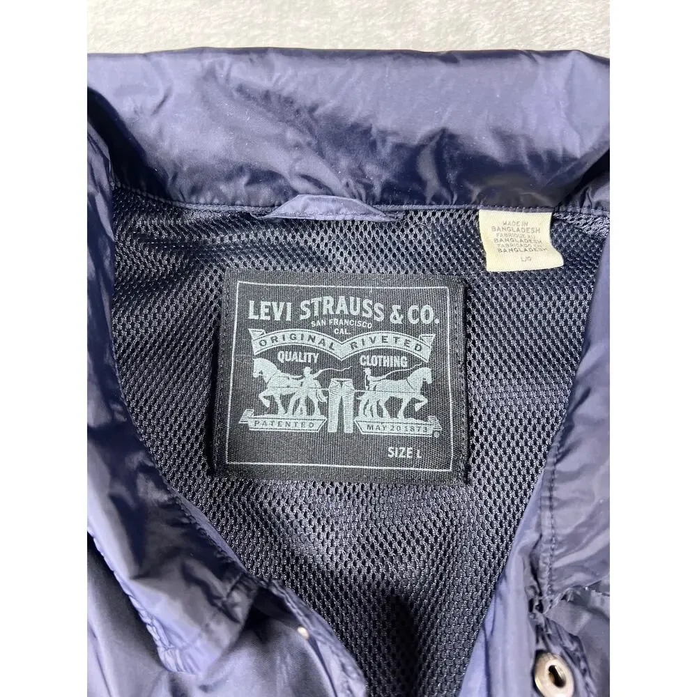 Levi’s Navy Blue Coach Swishy Jacket Large Streetwear Windbreaker Minimalist